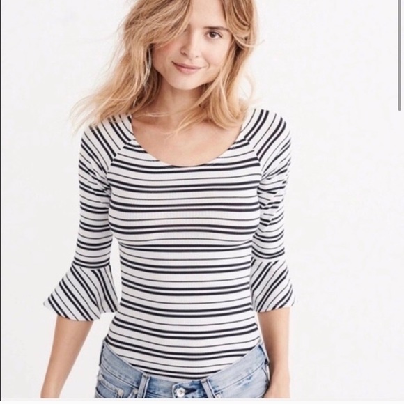 Black and White Striped Bodysuit - Picture 1 of 4